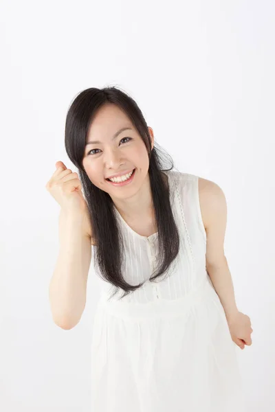 Retrato Hermosa Joven Mujer Asiática Aislada Sobre Fondo Blanco —  Fotos de Stock