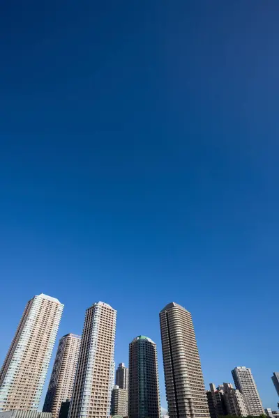 Irodai Kerület Japánban Felhőkarcolók Kék — Stock Fotó