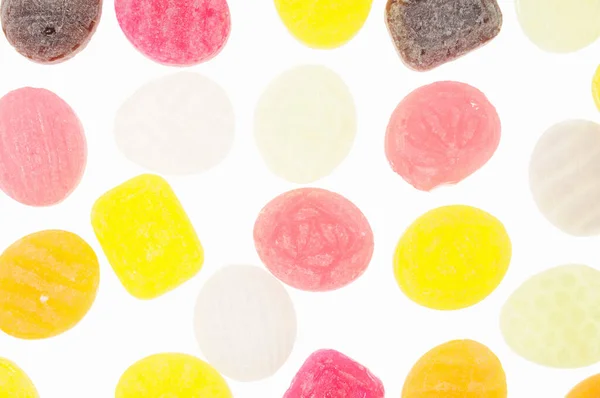 Bunte Süße Bonbons Auf Weiß Nahaufnahme — Stockfoto
