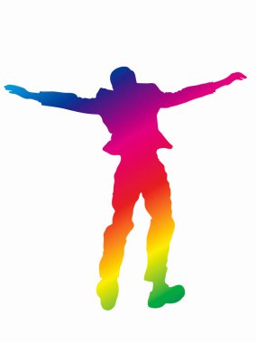 Soyut bir arka planda tek başına duran bir iş adamının silueti..