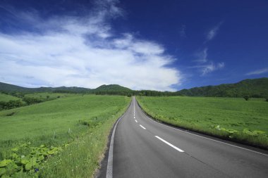 yol asfalt ve mavi gökyüzü