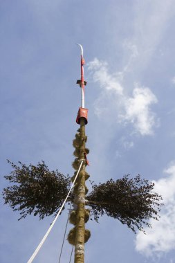  Gion Matsuri festivali için Kyoto 'da dev hoko şamandırası 
