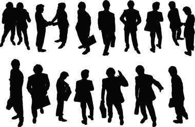 Bir iş adamının siluetleri, iş konsepti çizimleri