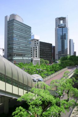 Gündüzleri şehirde cam gibi modern binalar  