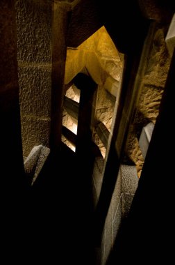 Sagrada de familia 'nın, Barselona' nın, İspanya 'nın, Avrupa' nın muhteşem iç kısımları  