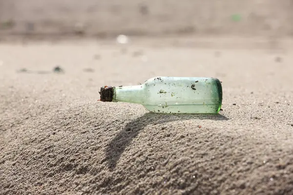 Bottle Garbage Sand — Stock Photo, Image