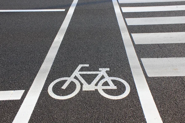 Bicycle Road Sign Painted Asphalt — Stock Photo, Image