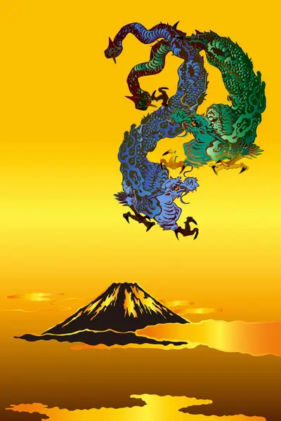 Japon Tarzında Renkli Ejderhalar Asyalı Çizgi Film Karakterleri — Stok fotoğraf