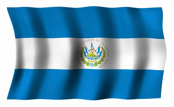 Salvador Vlajka Mávání Bílou Vlajku — Stock fotografie