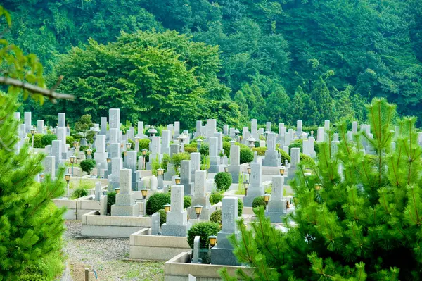 Hermoso Cementerio Tranquilo Con Tumbas Japón — Foto de Stock