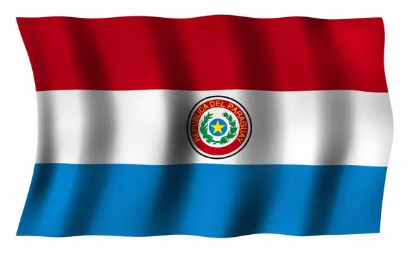 Bandeira Nacional Paraguai Vento Uma Bandeira Nacional Renderização — Fotografia de Stock