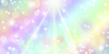 Parlak ışınlar ve yıldızlarla dolu güzel renkli bir arka plan.    