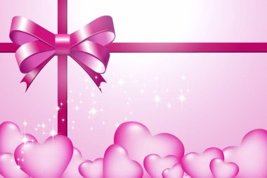 Kurdeleli ve kalpli pembe hediye kutusu 