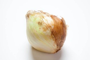 Beyaz arkaplanda taze soğan izole edildi