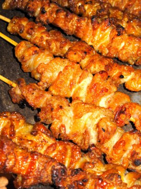 Şişte ızgara ızgaranın yakın plan görüntüsü.            