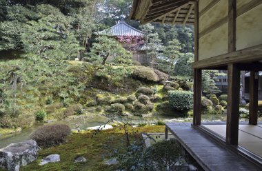 Takidan-ji tapınağının bahçesi, Fukui, Japonya