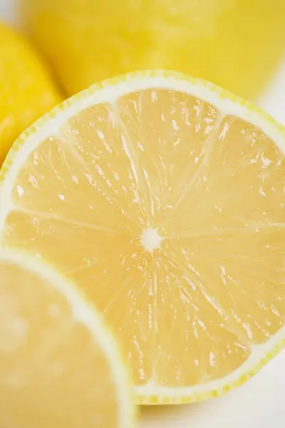 fresh yellow lemons on background, close up