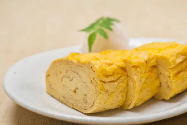 Dashimaki Tamago Japansk Stil Rullade Omelett Plattan — Stockfoto