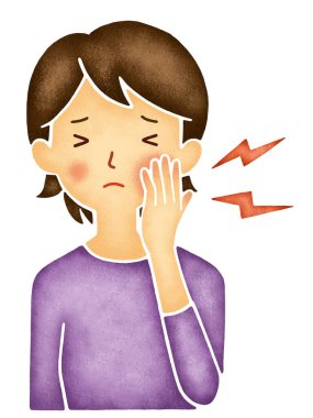 Diş ağrısı olan üzgün genç kız vektör çizimi