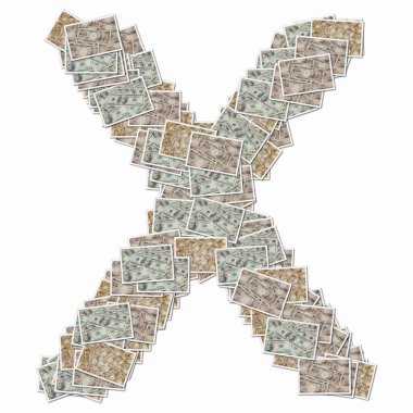 Sembol X para banknotları ile kağıt oynamaktan yapılmıştır 