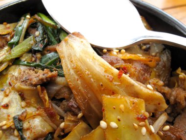 Lezzetli Asya yemekleri. Yakın çekim.