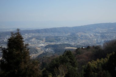 Japonya 'nın güzel manzarası, tepeden manzara 