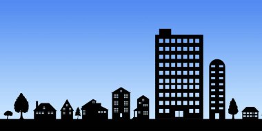 Binalarla şehir arka planı, kentsel konsept 