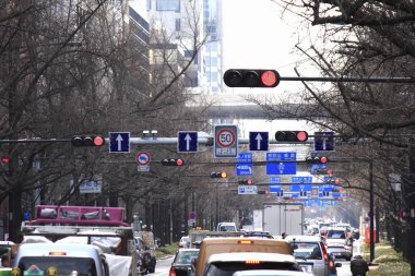 view of the traffic in the city