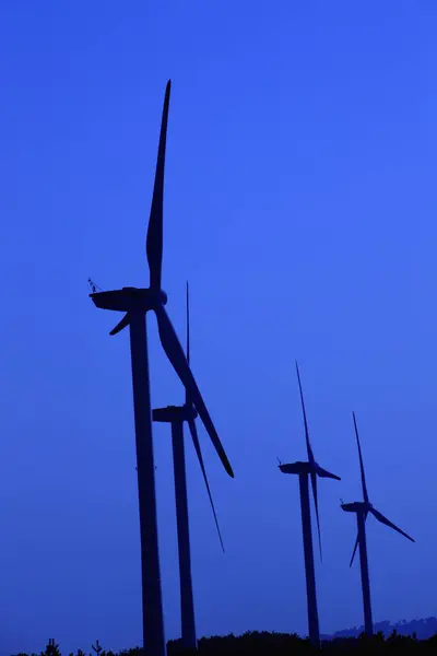 Silhouette Windmills Sunset — Stock Photo, Image