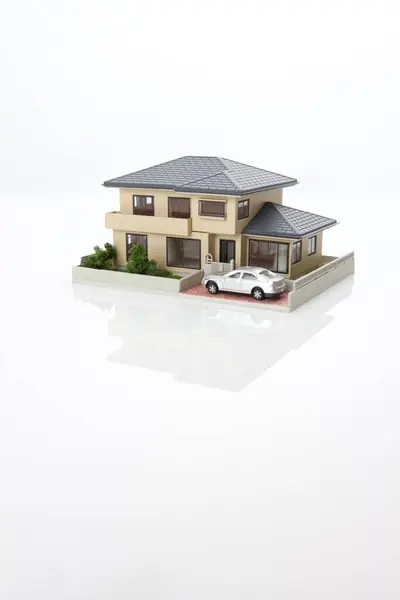 Modelo Pequeño Casa Sobre Fondo Blanco Concepto Hipoteca — Foto de Stock