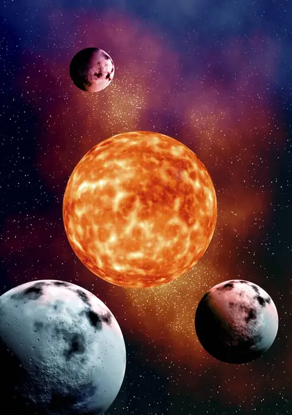 Planety Układu Słonecznego Nocy — Zdjęcie stockowe
