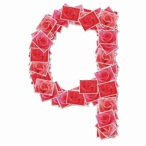 Símbolo Hecho Cartas Con Rosas Rojas —  Fotos de Stock