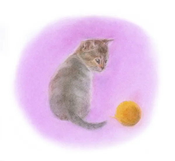 Akwarelowy Kot Rysunek Akwarelą Wyciągnięte Ręcznie — Zdjęcie stockowe