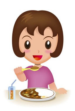 Çatal, illüstrasyon, beyaz arkaplan üzerinde vektör olan bir çocuk.