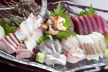 Taze dilimlenmiş balık arka plan görünümünü kapat 