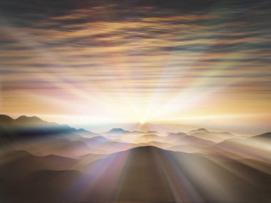 Dağlarda güzel bir gün batımı   