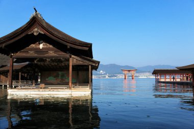 Itsukushima Shrine is a shrine located on Itsukushima Island in Hatsukaichi City, Hiroshima Prefecture. clipart