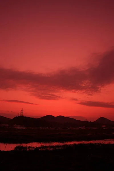 日没の空 日没の山の自然景観 — ストック写真