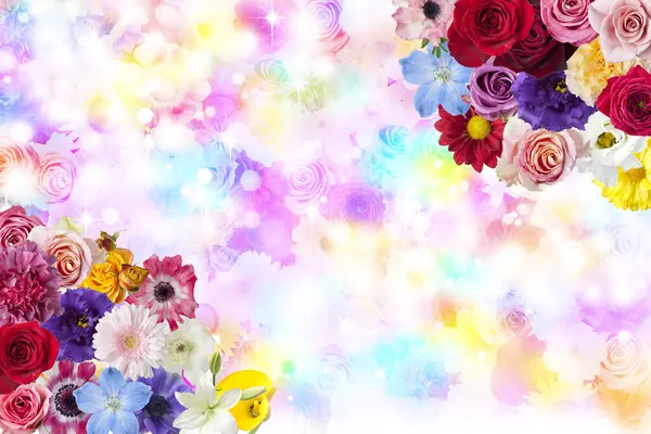 カラフルな花の背景 水彩の花のカード — ストック写真