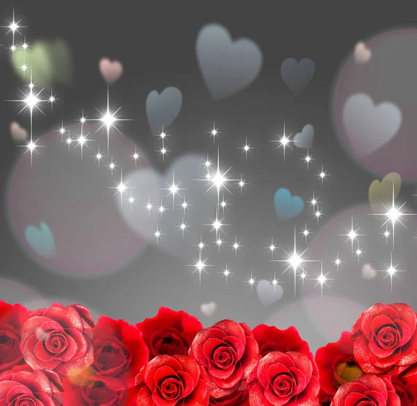 Tarjeta Día San Valentín Con Rosas —  Fotos de Stock