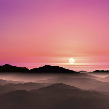 Dağlarda güzel bir gün batımı   