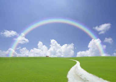 Gökkuşağı ve yol tarlada