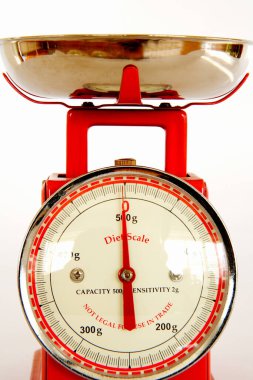 Beyaz arkaplanda izole edilmiş retro kırmızı ölçek