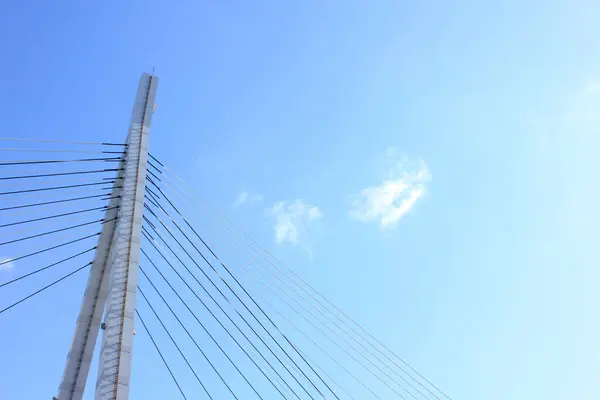 Башня Кабели Палуба Темпозанского Моста Кабельный Мост Арфой Осаке Япония — стоковое фото