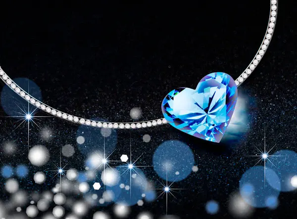Luxury Jewelry Blue Diamond Heart Necklace — Stock Photo, Image