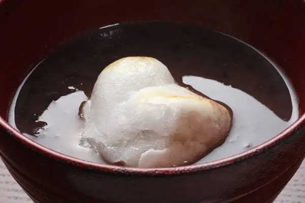 Шируко Японська Кухня Солодкий Суп Квасолею Адзукі Рисовим Пирогом — стокове фото