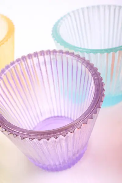 Colorful Empty Glass Bowl Drinking White Background — Stock Photo, Image