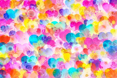 Sevgililer Günü arkaplanı kalpler ve çiçeklerle