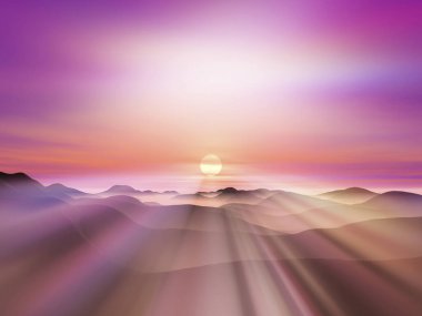 Dağlarda güzel bir gün batımı   