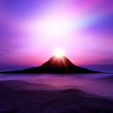 Dağlarda güzel bir gün batımı   